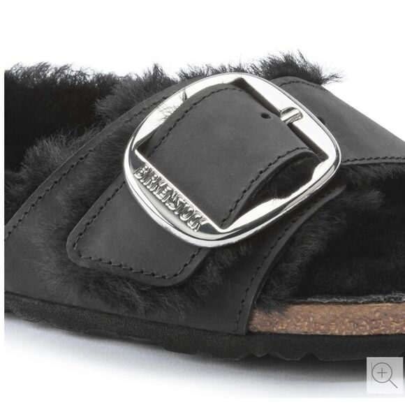 Birkenstock Madrid‎ Big Buckle Shearling Black 36 US 5 NWT IN BOX - Picture 7 of 15